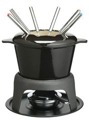 MasterClass Set de Fondue de Hierro Fundido para Chocolate, Queso, Carne, 21 x 18 cm, Negro