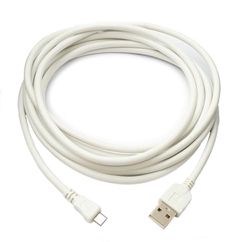 System-S USB 2.0 Kabel 300 cm Micro B Mannelijk naar Type A Mannelijke Adapter in Wit