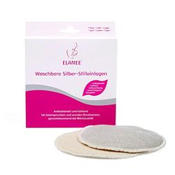 ELANEE Zilveren voedingsinzetstukken, antibacteriële en wasbare voedingsinzetstukken, zacht en verkoelend, 1 paar (218-00), 2 stuks (1 stuk)