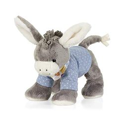Sterntaler Animal en Peluche Âne Emmi, Hochet Intégré, pour Bébé dès la Naissance, 20 cm, Gris/Bleu Clair
