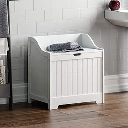 Bath Vida Priano - Armário de armazenamento para casa de banho, cesta de madeira, cor branca