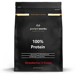 Protein Works - 100% Protéines, 1.25 kg, Mélange Riche en Protéines, 41 Portions, Fraise a la Crème