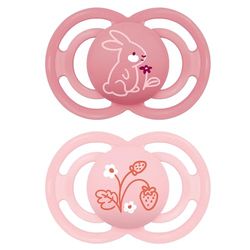 MAM Tétine Perfect S198 Lot de 2 tétine extra fine et flexible en silicone SkinSoftTM ultra douce pour bébés de 6 mois Rose (lot de 2)