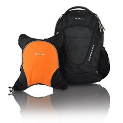 Obersee Baby-Girl's O3OBPCA028 Oslo Diaper Bag Backpack with Detachable Bottle Snack Cooler, Viola Changing kit, Clothing Cube, Wet Pouch, Black/Orange, One Size