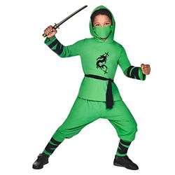 amscan Costume da ninja per bambini, Verde, 8-10 Anni