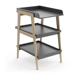 Demeyere - Cambiador Minimalista con 2 estanterías - Color Gris Antracita y Madera de Pino - 101 x 58 x 72 cm