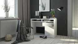 Dmora Cherie Desk, Multipurpose Writing Desk, Office Table for PC Holder, Worktop, 110 x 48 x H 77 cm, White