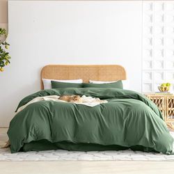 Ventidora Duvet Cover Set 100% Organic Washed Cotton Linen-Like Texture 3 Piece Bedding Set King Size,1200 Thread Count Luxury Soft and Comfortable,with Corner Ties(1 Duvet Cover+2 Pillowcases)