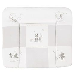 roba Colchão trocador bebé impermeável Fox e Bunny - 85 x 75 cm - com design de raposa e coelho para mesa trocador - revestimento de PU - cinzento claro / branco