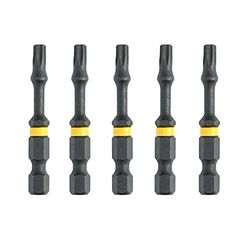 DEWALT DT7394T-QZ - Juego de 5 puntas de torsión de impacto extrema TORX T15 de 50 mm, Aplicaciones de atornillado Philips, Longitud 57 mm, cabezas de tornillos redondeadas Menos de 4° de movimiento