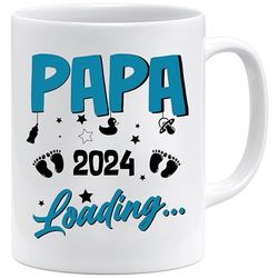 Jungle Mug Tasse avec inscription en allemand - Papa Loading 2024 - Tasse à café pour papa - Idée cadeau pour papa - Pour anniversaire, Pâques, Noël (blanc)