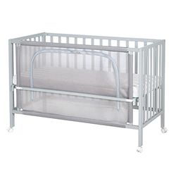 roba Baumann Safe asleep van bijzetbed, kamerbed, babybed 60 x 120 cm ''Little Stars'', aanstelbed voor ouderbed met volledige uitrusting, kinderbed, junior bed, hout, taupe, gelakt