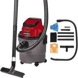 Einhell Aspirateur eaux et poussières sans fil TC-VC 18/15 Li-Solo (li-ion, 18 V, 15 L, 4 roulettes, vendu avec flexible d’aspiration et plusieurs filtres, sans batterie ni chargeur)