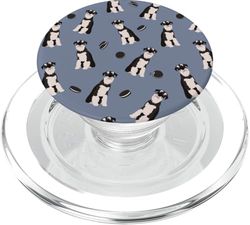 Pepper Pup - Patrón Schnauzer blanco y negro en azul suave PopSockets PopGrip para MagSafe