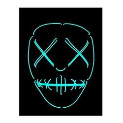 Original Cup La Purge® Led-masker, nachtmerrie blauw, hoogwaardige kwaliteit, hard plastic, 3 knippermodi, led-masker, cosplay, Halloween, neon, 100% horror, 100% plezier