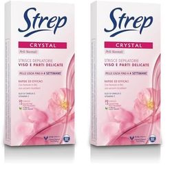 Strep Strisce Depilatorie Viso e Parti Delicate Crystal, Formula in Gel, non occorre Riscaldarle, Pelle Morbida e Setosa fino a 4 Settimane, 20 Pezzi (Confezione da 2)