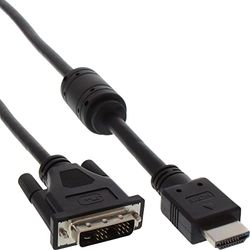 InLine 17661 DVI Câble Adaptateur, HDMI 19 Broches mâle vers 18 + 1 mâle avec ferrite, 1 m Noir