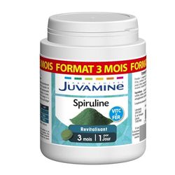 JUVAMINE - Spiruline - Revitalisant - Contient De La Vitamine C Et Du Fer - Contribue à Entretenir l'Energie et à Soutenir la Vitalité - Maxi Format - 90 Comprimés - Programme de 3 Mois