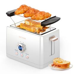 Tostapane 2 fette, ZachVO tostapane con inserto per panini, 6 livelli di doratura, cassetto raccoglibriciole rimovibile da 850 W, schermo a LED, High Lift, riscaldamento, scongelamento, funzione di
