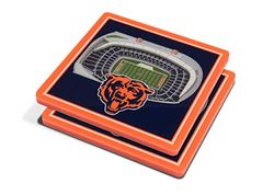 YouTheFan NFL 3D Team StadiumViews - Set di 2 sottobicchieri 4 x 4 cm, colori della squadra, motivo: orsi Chicago, 10 x 10 cm