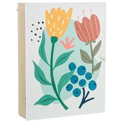 DRW Boîte à clés en Bois avec Fleurs Jaune et Rouge 20 x 5,5 x 26 cm