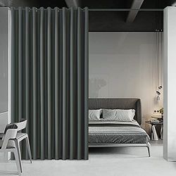 Room Divider Curtain Dark Grey Room Separator Privacy Curtain Room Partition Curtain for Living Room/Home Theatre/Conference Room Extra Wide Blackout Curtains Backdrop, 15ft Wide x 8ft Tall, 1 Panel