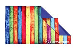 Lifeventure Recycled SoftFibre Travel Towel — Compact, Lightweight Quick-Dry Sports & Beach Towel, Sand-Free Design, Giant (Striped Planks)