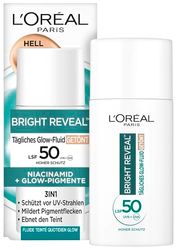 L'Oréal Fluido UV Colorato Giornaliero con SPF 50, Niacinamide + Pigmenti Glow, Antipigmento, Colore chiaro/Chiaro, Bright Reveal, 1 x 50 ml