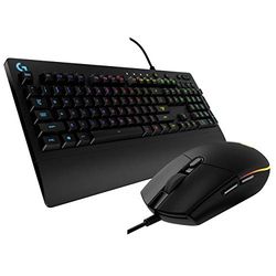 Logitech G213 Prodigy, Clavier et Souris Gaming, Eclairage RVB LIGHTSYNC, Résistant aux Éclaboussures, Personnalisable, Commandes Multimédia Dédiées