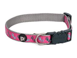 Petface Paws Print Hondenhalsband Cerise/Grijs, Kraag, X-Small, Cerise/Grey