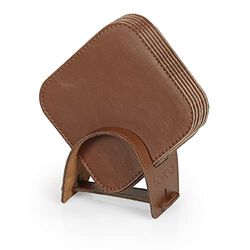 Londo sous-Verres en Cuir (Lot de 6) – sous-Verres Élégants et Durables avec Surface Lisse pour Maison et Bureau