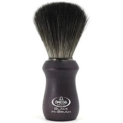 Omega = Pennello da Barba in Fibra di Tasso Hi Brush in Legno Nero, Unico, Standard