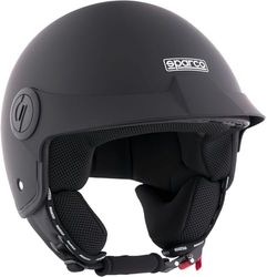 Sparco Riders 95145 Sparco Demi-Jet hjälm med Peak för motorcyklar, mattsvart med ABS-skal, storlek XS, matt svart