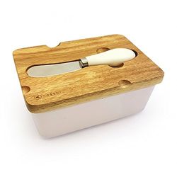 Kassel Burriera Set, Porcelain Acacia Wood, Bianco, XL, One Size