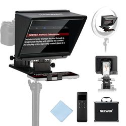 NEEWER X1 Pro II Teleprompter 9" en Métal avec Télécommande RT113/Application, Plaque Montage Rapide en 1s Type Arca, Support Magnétique pour Téléphone Compatible avec iPhone Android, sans Assemblage