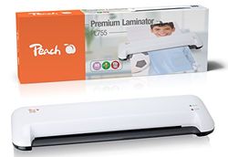Peach laminator DIN-A3 | inkl. 25 gratis lamineringsfolier – dubbelt så snabbt redo att startas än andra – laminerad en sida A3 per minut – lämplig för alla vanliga filmer – PL755A