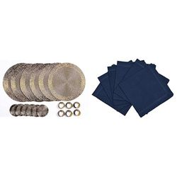 Penguin Home Set of 24 Beaded Placemat coaster Napkin Rings and Cotton Napkins-Antique Gold/Navy