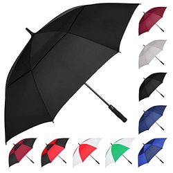 MRTLLOA 162/188/183 cm automatische open zwarte golfparaplu, extra grote oversized dubbele luifel geventileerd winddicht waterdicht stokparaplu's voor regen (162 inch)