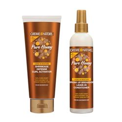 Creme of Nature DUO PACK Pure Honey : Soin Protecteur anti-casse + Crème Activatrice de Boucles, à base de noix de coco, beurre de karité et miel, pour Cheveux Bouclés Frisés Crépus, Sans Rinçage