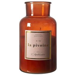 HOME DECO FACTORY, BO0134, Bougie Pivoine Apo Chic, Design élégant, Parfum apaisant, Combustion prolongée, idéale pour Toutes Occasions, H255 cm, Rose, Verre