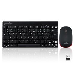 Perixx PERIDUO-712 Mini teclado e rato sem fios, tamanho mini, com recetor nano 2,4 GHz, preto, leve e pequeno