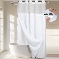 River Dream Tenda da doccia a nido d'ape con fodera a scatto, extra lunga, 71 x 86 cm, qualità alberghiera, tenda da bagno tipo spa, bianca