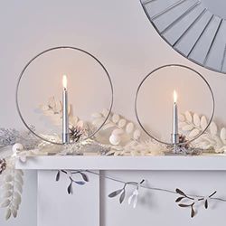 Ginger Ray Kerst Zilveren Kaars Metalen Hoepel Houders Ideaal voor een Open Haard Woondecoratie Set van 2