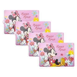 Disney Minnie Mouse Baby Placemats (Set of 4) - Non-Slip, Stain-Resistant, Portable Food Mats for Kids & Toddlers, Easy to Clean, BPA-Free, Ideal for Dining, Travel & Restaurants