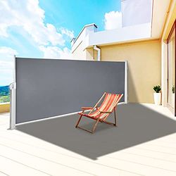 VEVOR Paravent Retractable Exterieur Double 63x118pouces, Store Latéral Paravent Extérieur Rétractable, Auvent Store Latéral Enroulable Protège du Soleil ou du Vent Noir