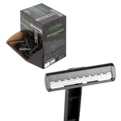 Hound Tattoo Supply - Maquinilla de afeitar desechable para tatuadores - Negro - Hoja de acero de alta calidad - Paquete de 100 piezas - Afeitado cómodo (DOBLE HOJA)