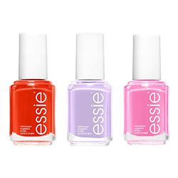 Essie Vivid Summer Brights Nail Polish Trio Kit, Includes x1 Pink Lovie Dovie, x1 Orange Red Meet Me At Sunset & x1 Lilac Purple Lilacism Nail Varnish