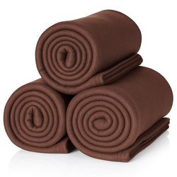 ALCLEAR 3 Piezas de Mantas de vellón Oeko Tex, Color marrón Chocolate, Gran tamaño 130x160 cm, más de 200 g/m2, Manta de sofá, Picnic