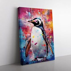 Penguin Abstract Art Canvas Print for Living Room Bedroom Home Office Décor, Wall Art Picture Ready to Hang, 76x50 cm (30x20 Inch)