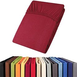 aqua-textil Viana Topper Sheet 140 x 200-160 x 200 cm Bordeaux Red Cotton Fitted Sheet Jersey Fitted Sheet